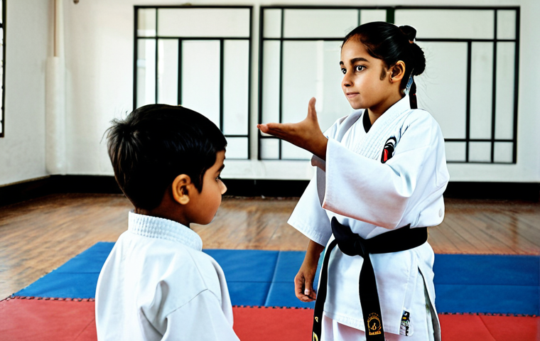 **
"A Taekwondo coach, fully clothed in a dobok, instructing a group of children (aged 8-12) in a Taekwondo class at a local gym in Pakistan, appropriate attire, safe for work, family-friendly, emphasizing discipline and fitness, natural pose, correct proportions, professional photography, high quality. The gym should look modest and functional."
**