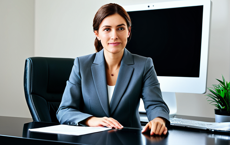 **

"A professional businesswoman in a modest business suit, sitting at a desk in a modern office, fully clothed, appropriate attire, safe for work, perfect anatomy, natural proportions, professional photography, high quality"

**