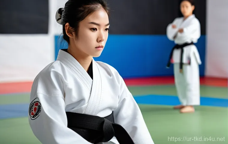 태권도 경기 전략 수립 - **Prompt:** A dramatic, action-packed freeze-frame of two Taekwondo practitioners (one male, one fem... 태권도 경기 전략 수립 - **Prompt:** A dramatic, action-packed freeze-frame of two Taekwondo practitioners (one male, one fem...