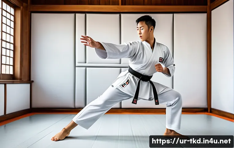 태권도 도복 고르는 방법 - A professional taekwondo athlete wearing a modern taekwondo dobok made from lightweight, breathable ...